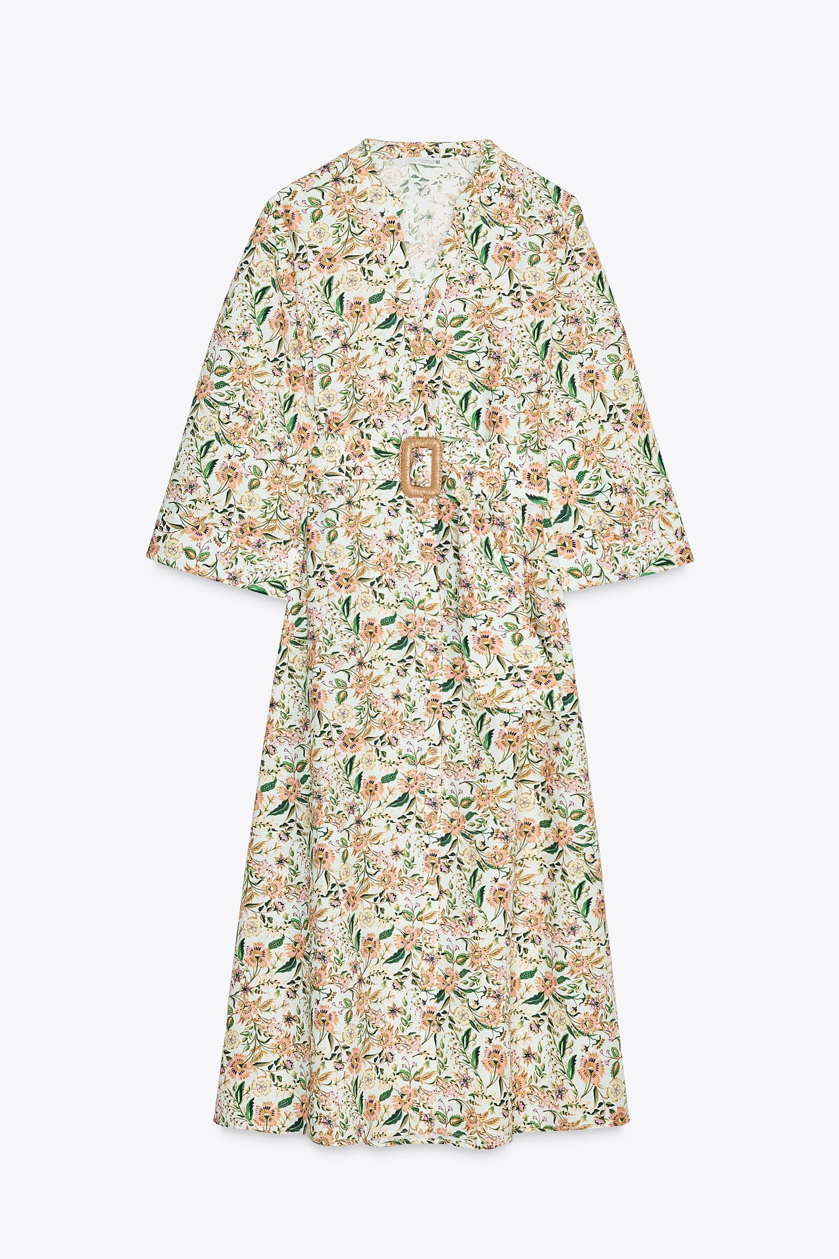 PRINTED MIDI POPLIN DRESS Product Image