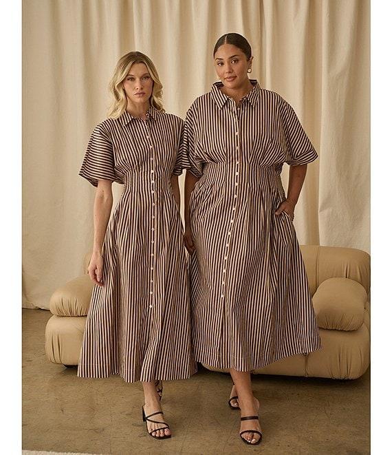 Sugarlips Plus Size Striped Dolman Sleeve Shirt Dress Product Image