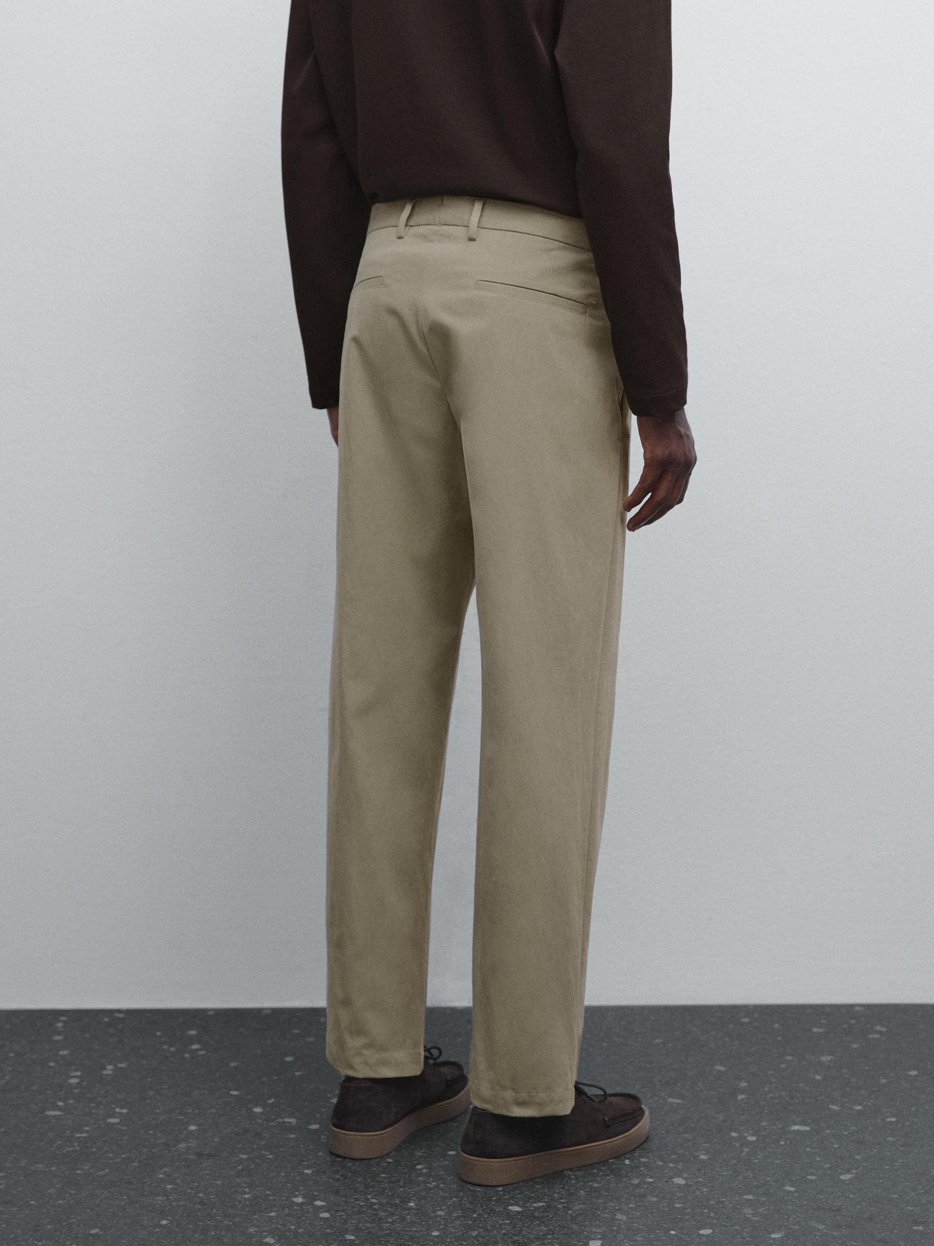 Cotton blend cigarette fit trousers Product Image