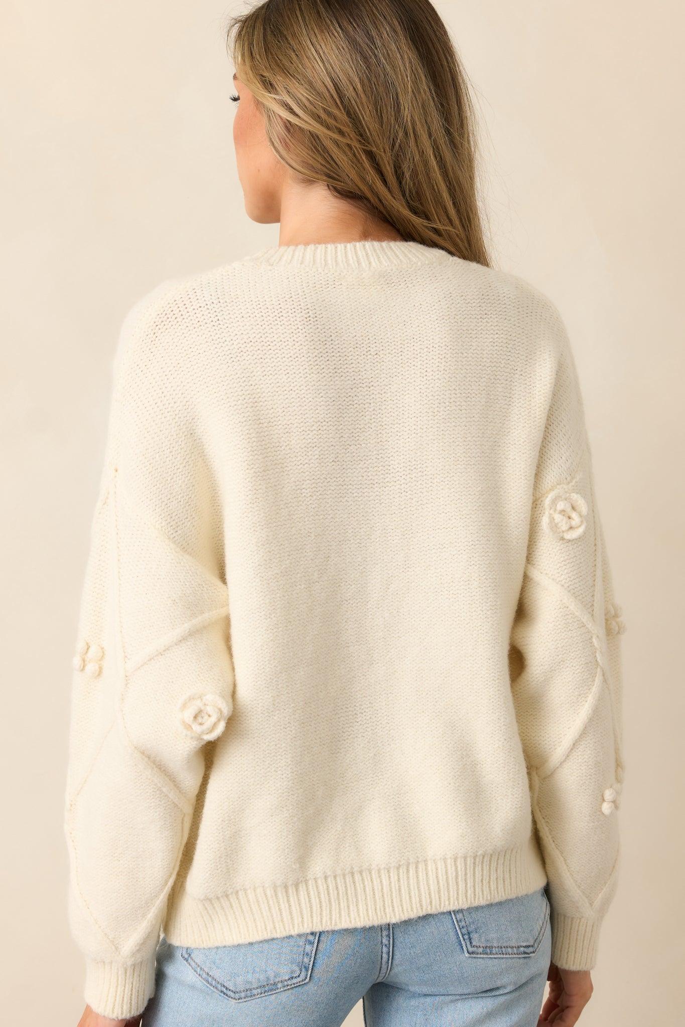 Berry Breeze Ivory Embroidered Sweater Product Image
