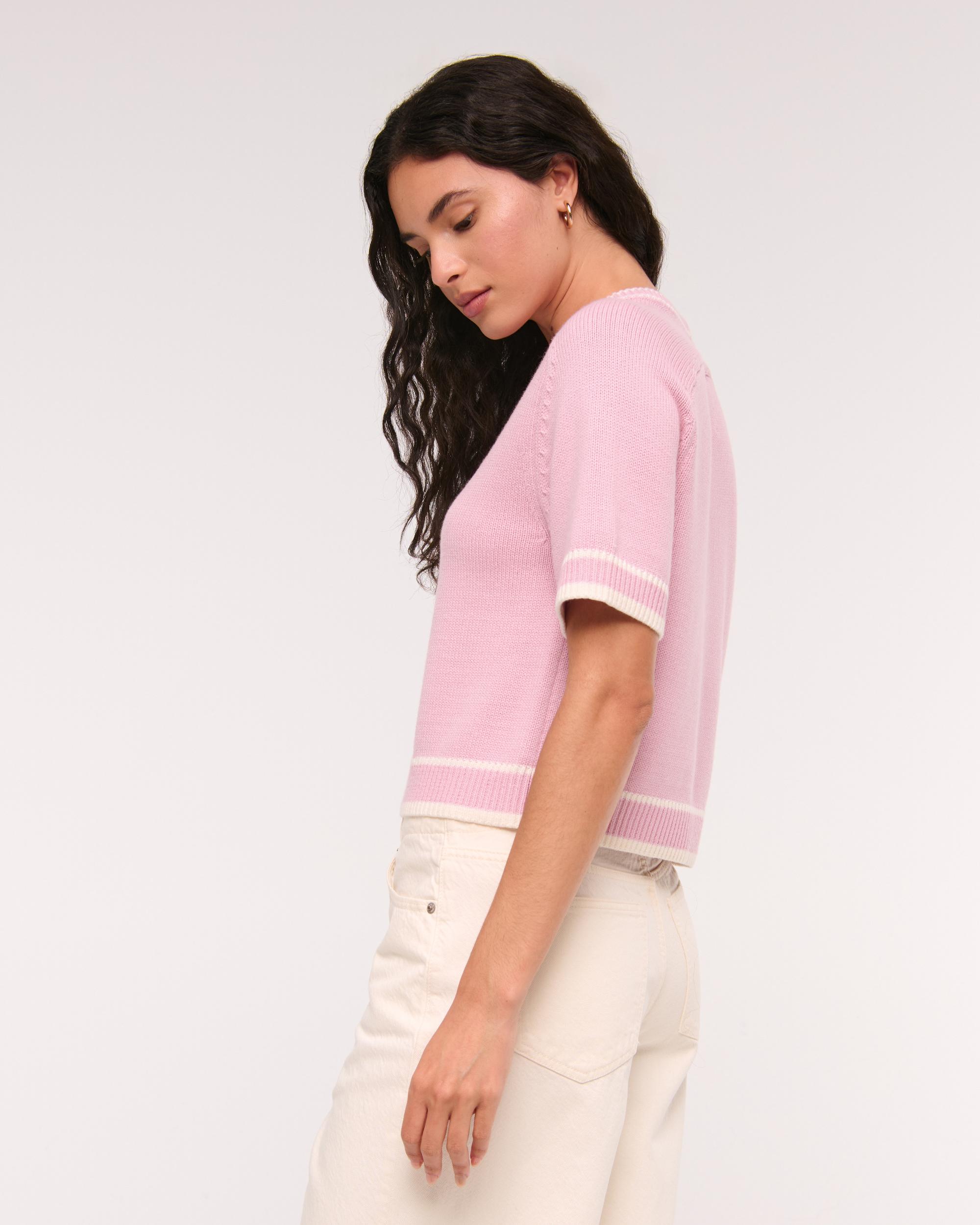 The A&F Madeline Textural Crew Sweater Tee Product Image