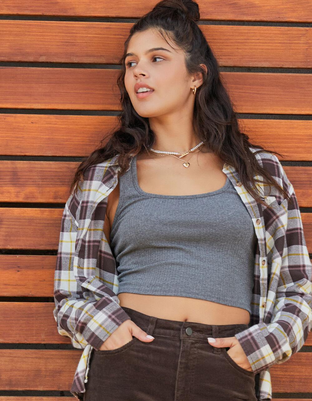 DESTINED Square Neck Womens Tank - HEATHER GRAY Product Image