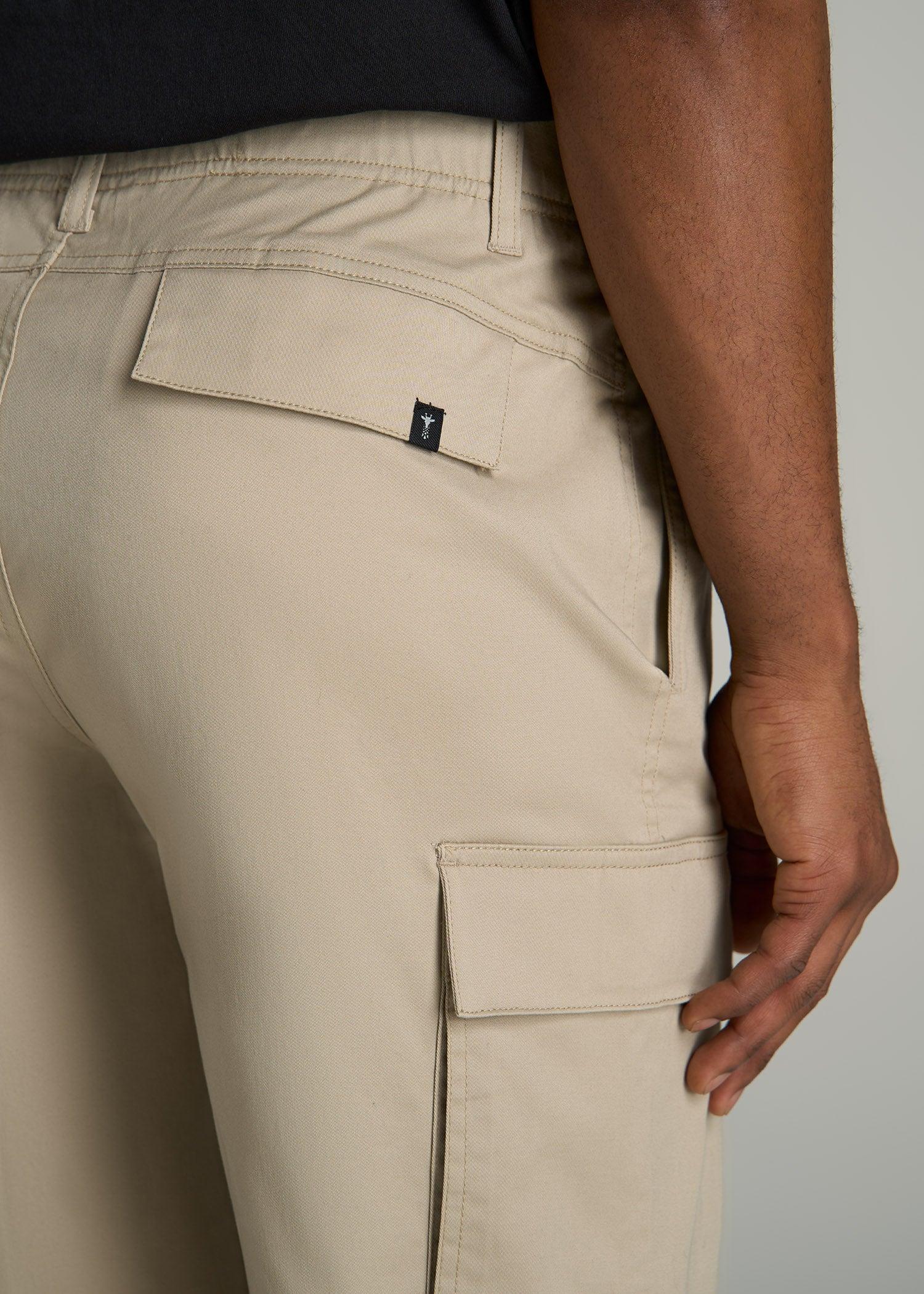 Stretch Twill Cargo Shorts for Tall Men in Light Khaki Male Product Image