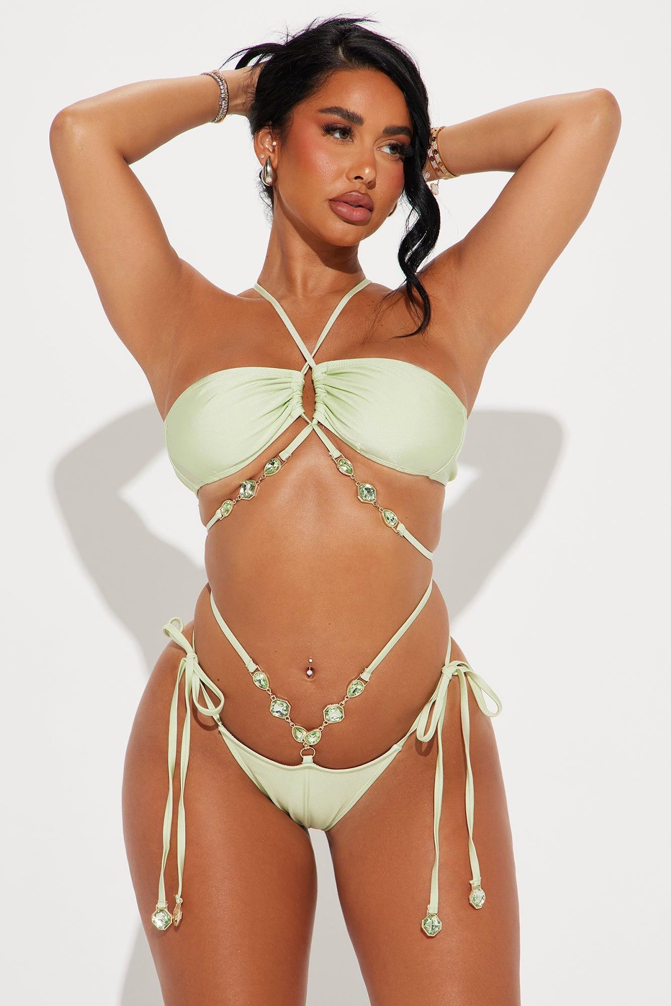 Adalina Crystals 2 Piece Bandeau Bikini - Green Product Image