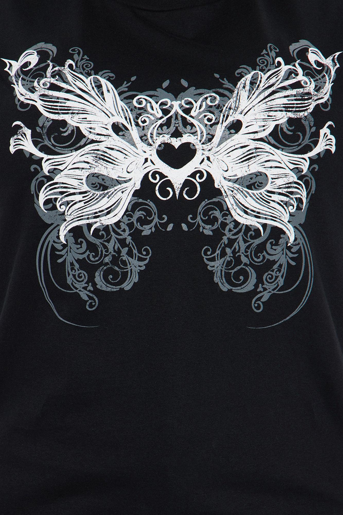 Butterfly Smoke Oversized Tee - Black Product Image