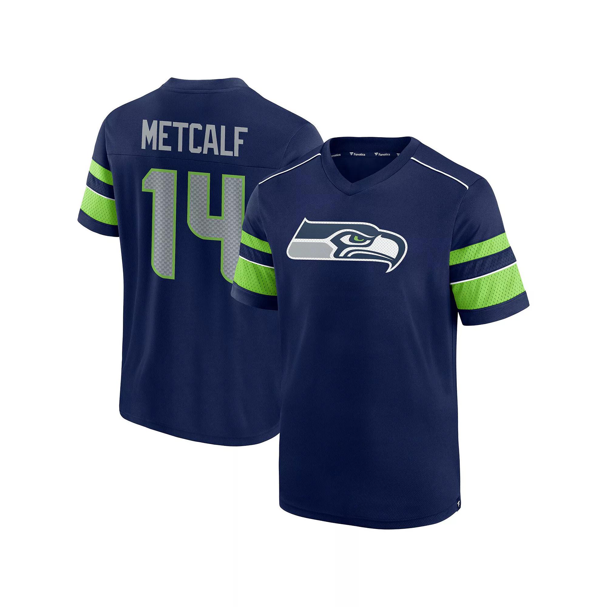 Men's Fanatics Branded DK Metcalf College Navy Seattle Seahawks Hashmark Name & Number V-Neck T-Shirt, Size: 2XL, Blue Product Image
