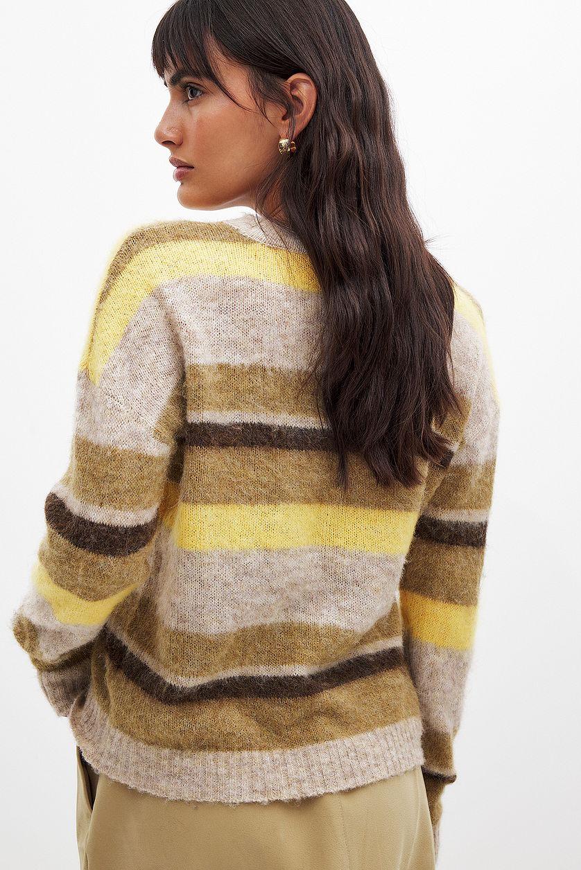 Striped Knitted Round Neck Sweater Product Image