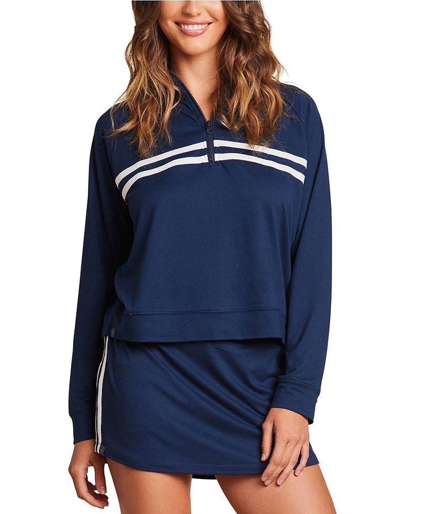 Barefoot Dreams Malibu Collection® Butterchic Half Zip Pullover With Stripes Product Image