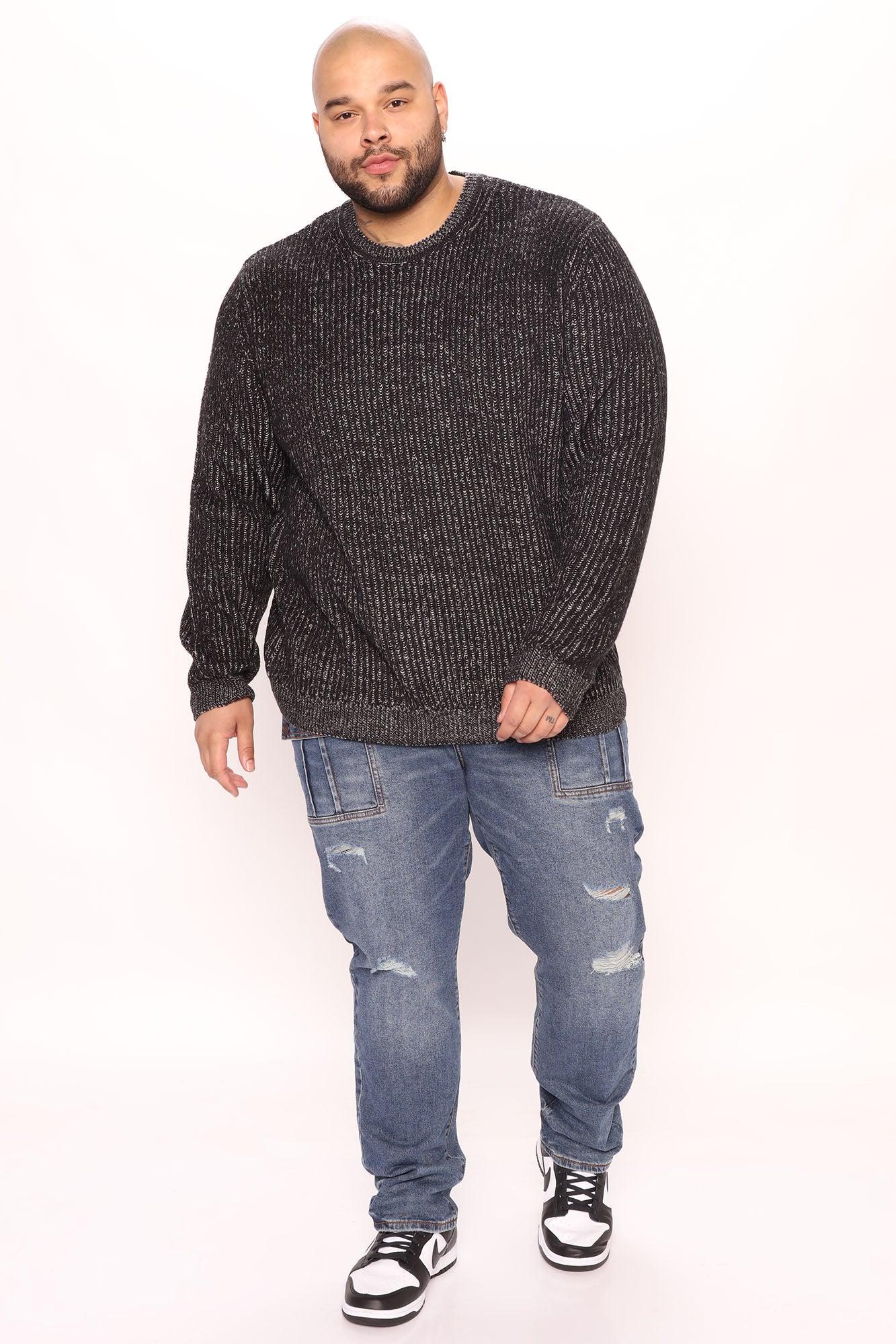 Heavy Ribbed Pullover Sweater - Black/combo Product Image