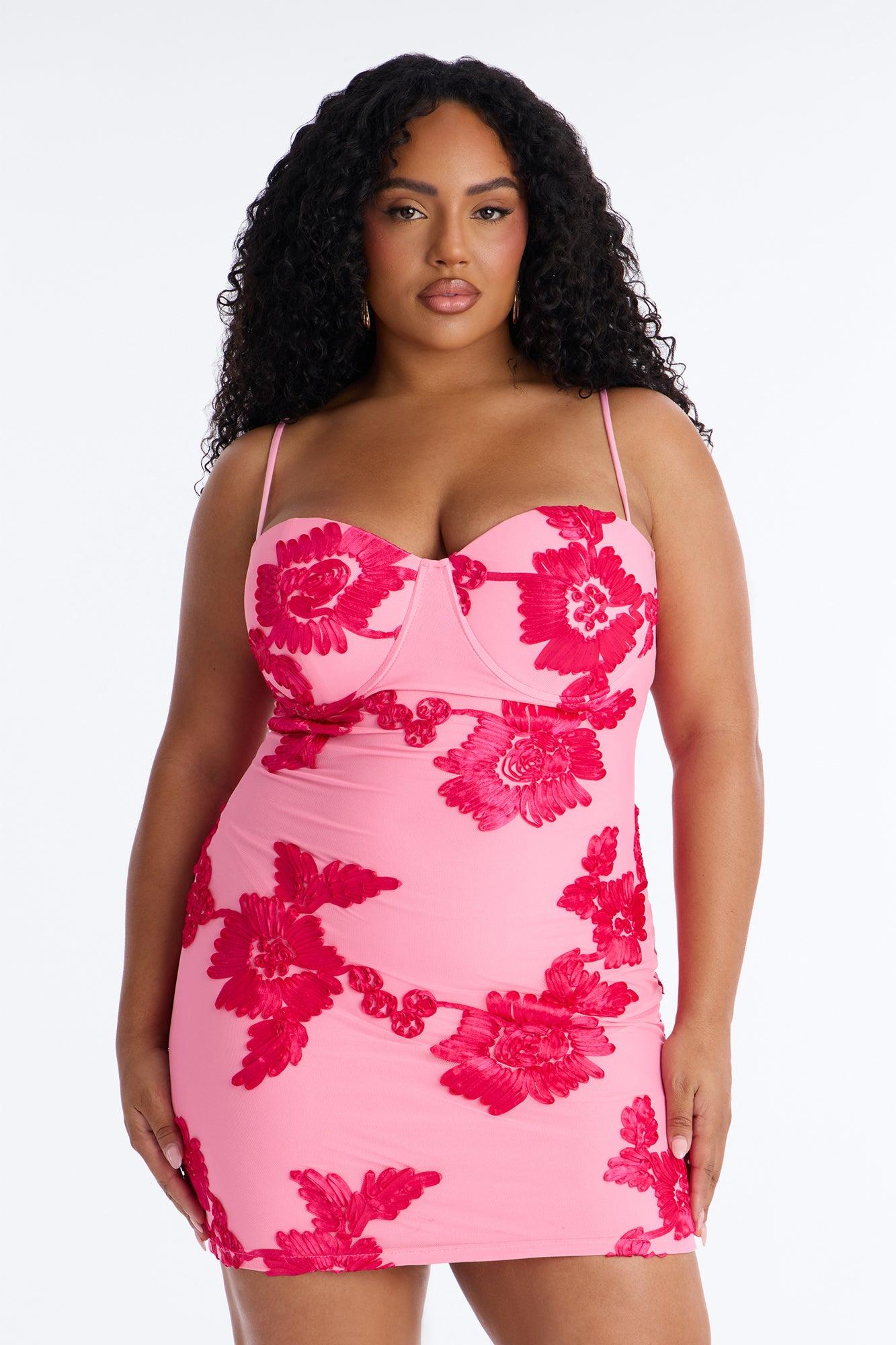Poppy Embroidered Mesh Mini Dress - Pink Female Product Image