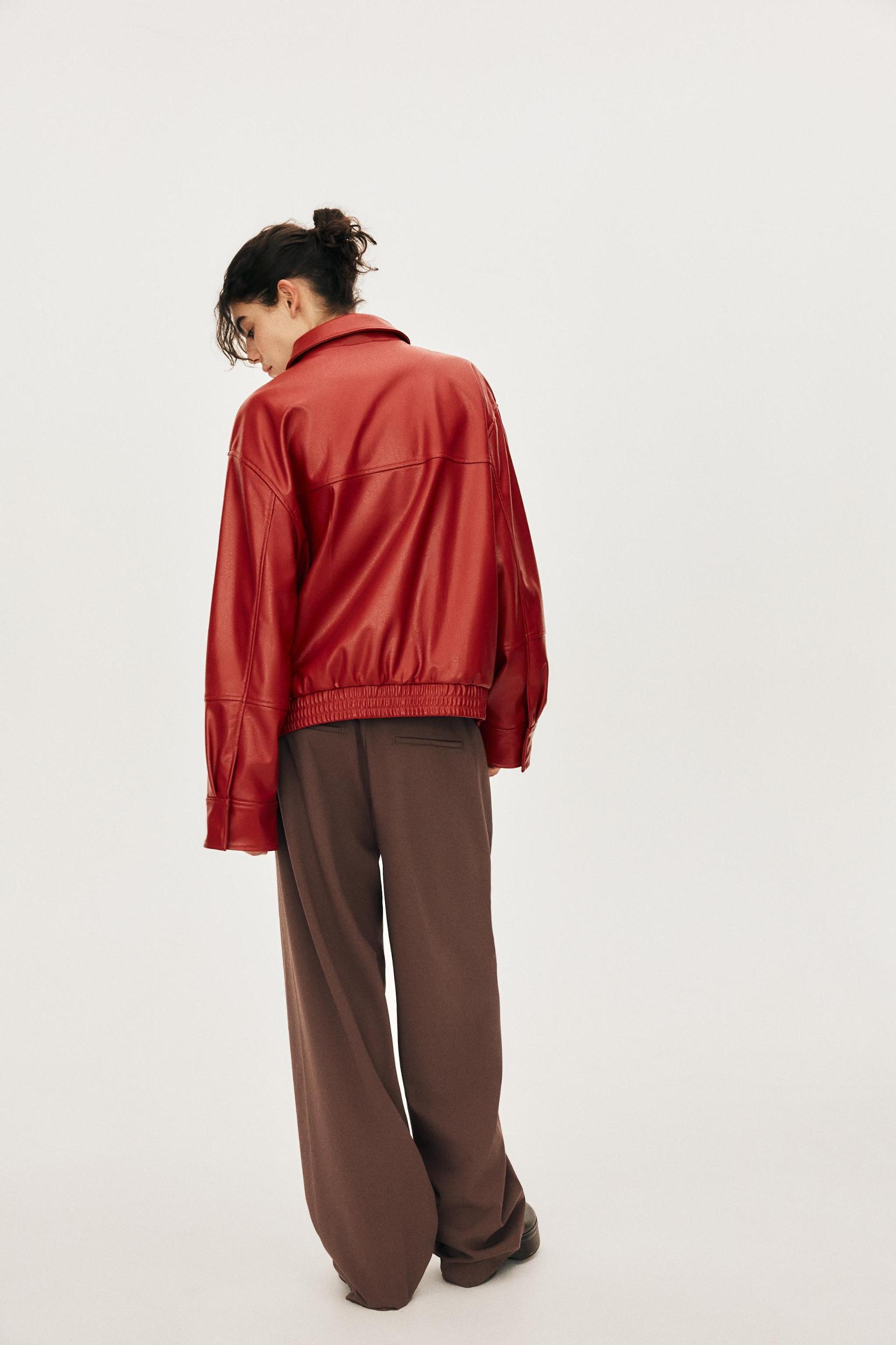 FAUX LEATHER BOMBER JACKET Product Image