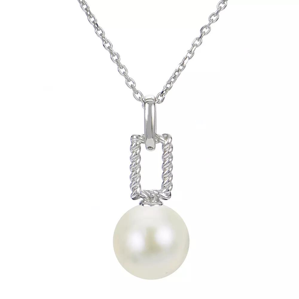 PearLustre by Imperial Sterling Silver Freshwater Cultured Pearl Twisted Paper Clip Pendant Necklace, Womens Product Image