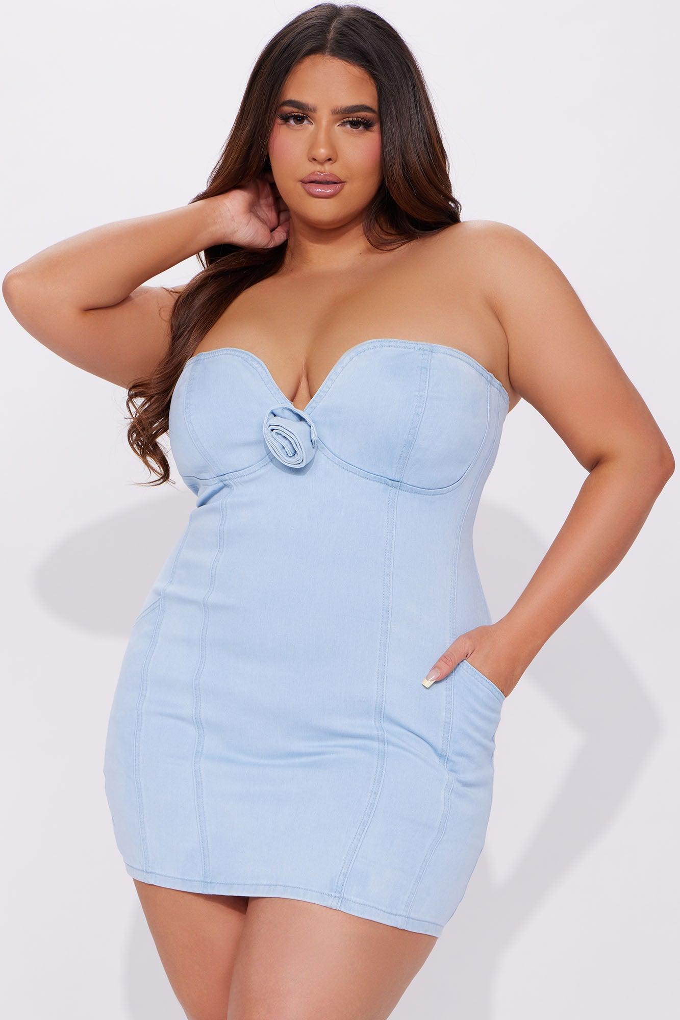 Know My Worth Sweetheart Mini Dress - Light Blue Product Image