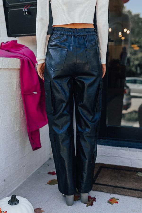 The Jenika High Waist Faux Leather Cargo Pants Product Image