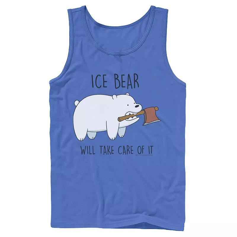 Men's Cartoon Network We Bare Bears Ice Bear Take Care Of It Axe Tank Top,  Product Image