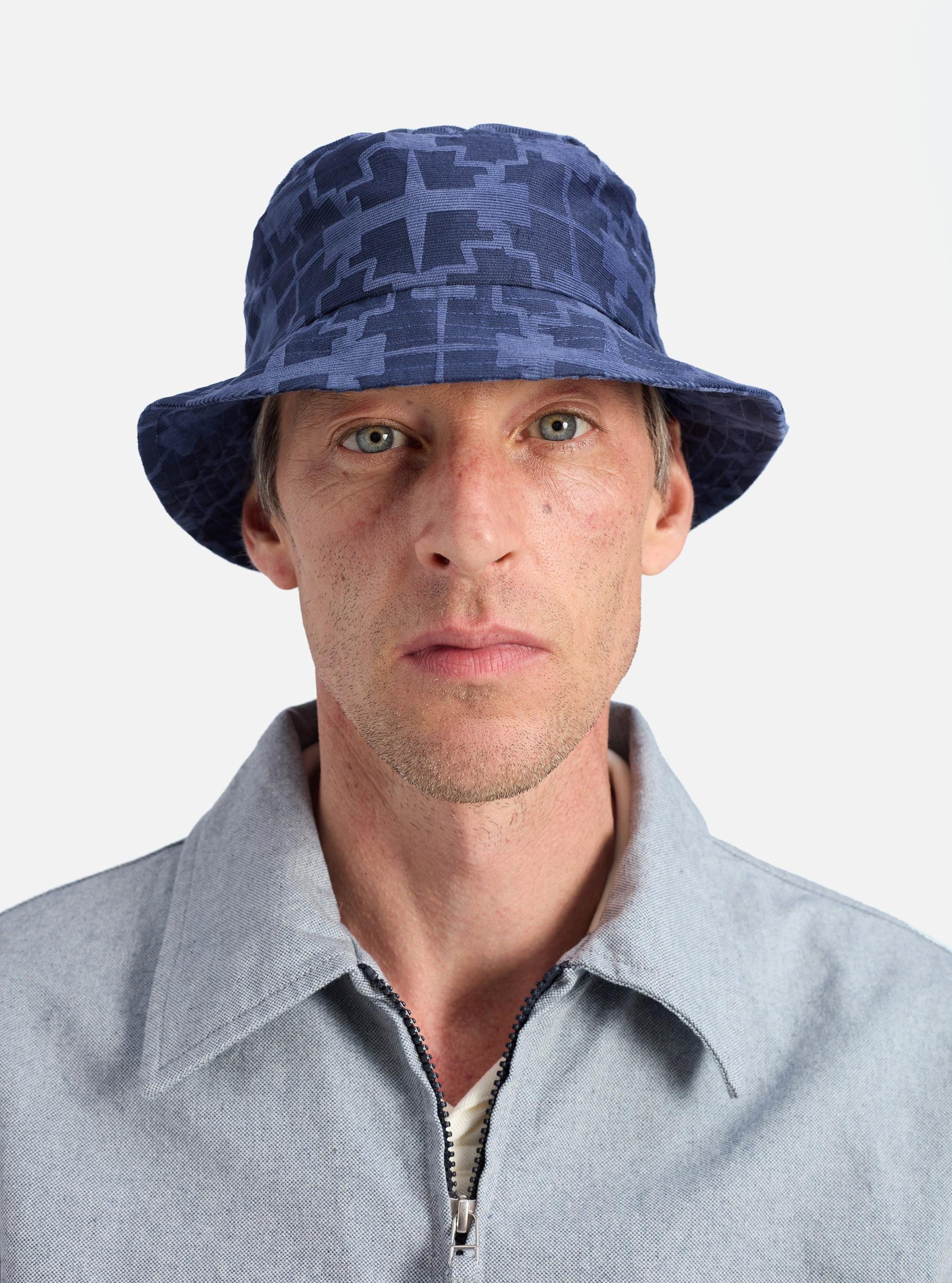 Universal Works Beach Hat in Navy Mitla Print Cord Product Image