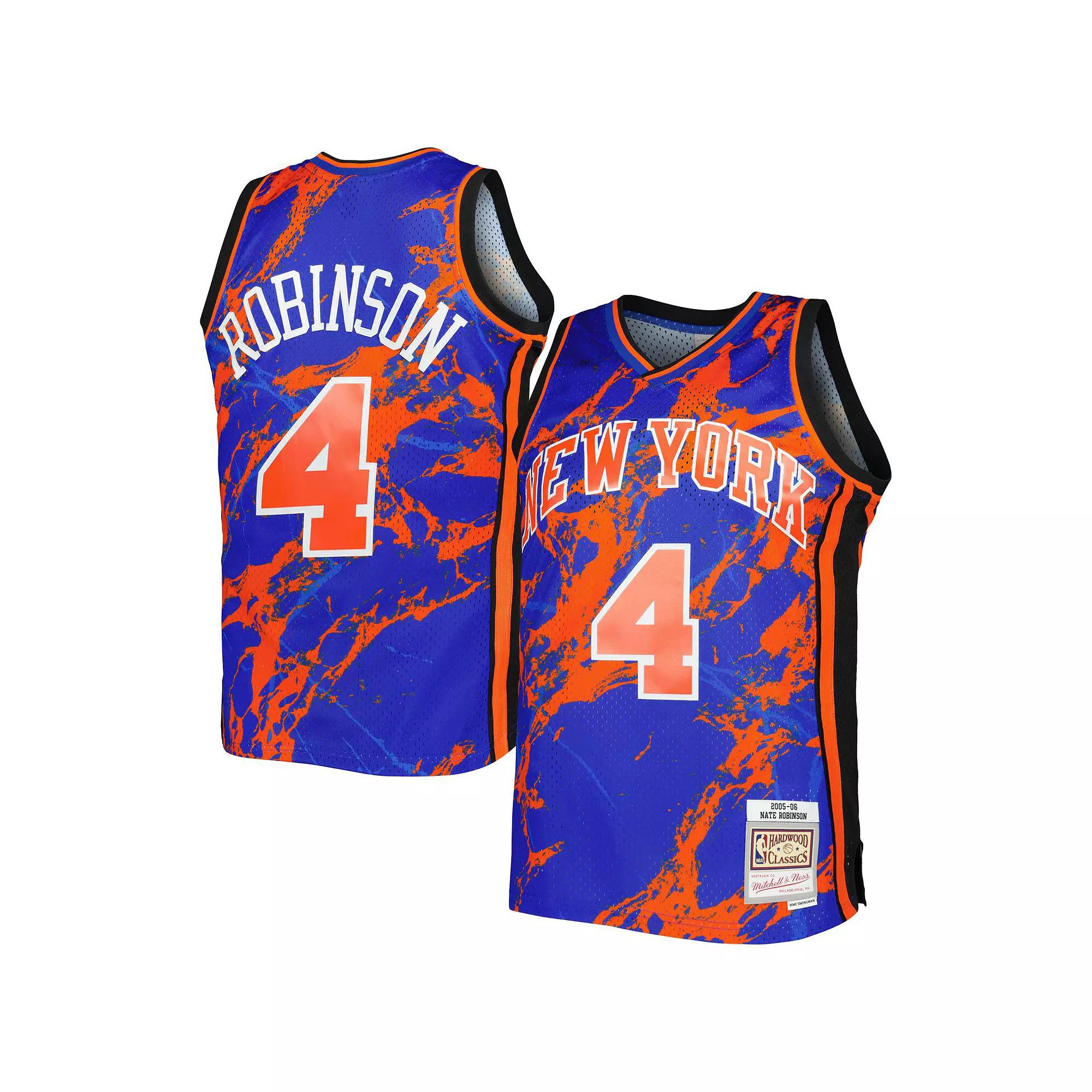 Men's Mitchell & Ness Nate Robinson Blue New York Knicks 2005/06 Hardwood Classics Marble Swingman Jersey, Size: Small Product Image