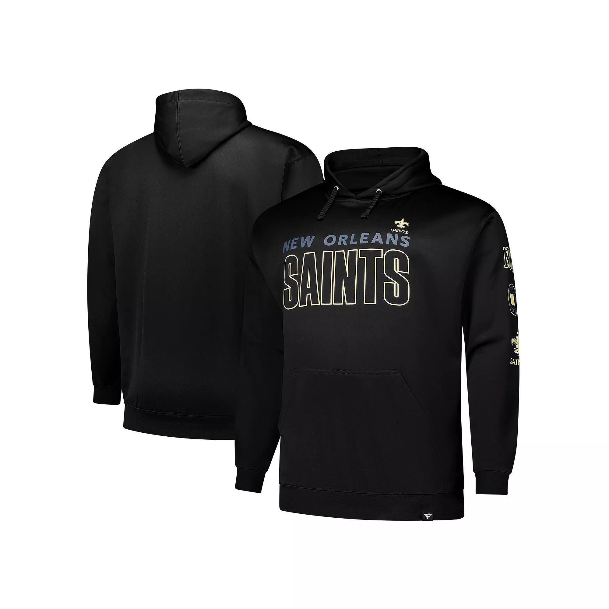Men's Fanatics  Black New Orleans Saints Big & Tall Fleece Pullover Hoodie, Size: 2XLT Product Image