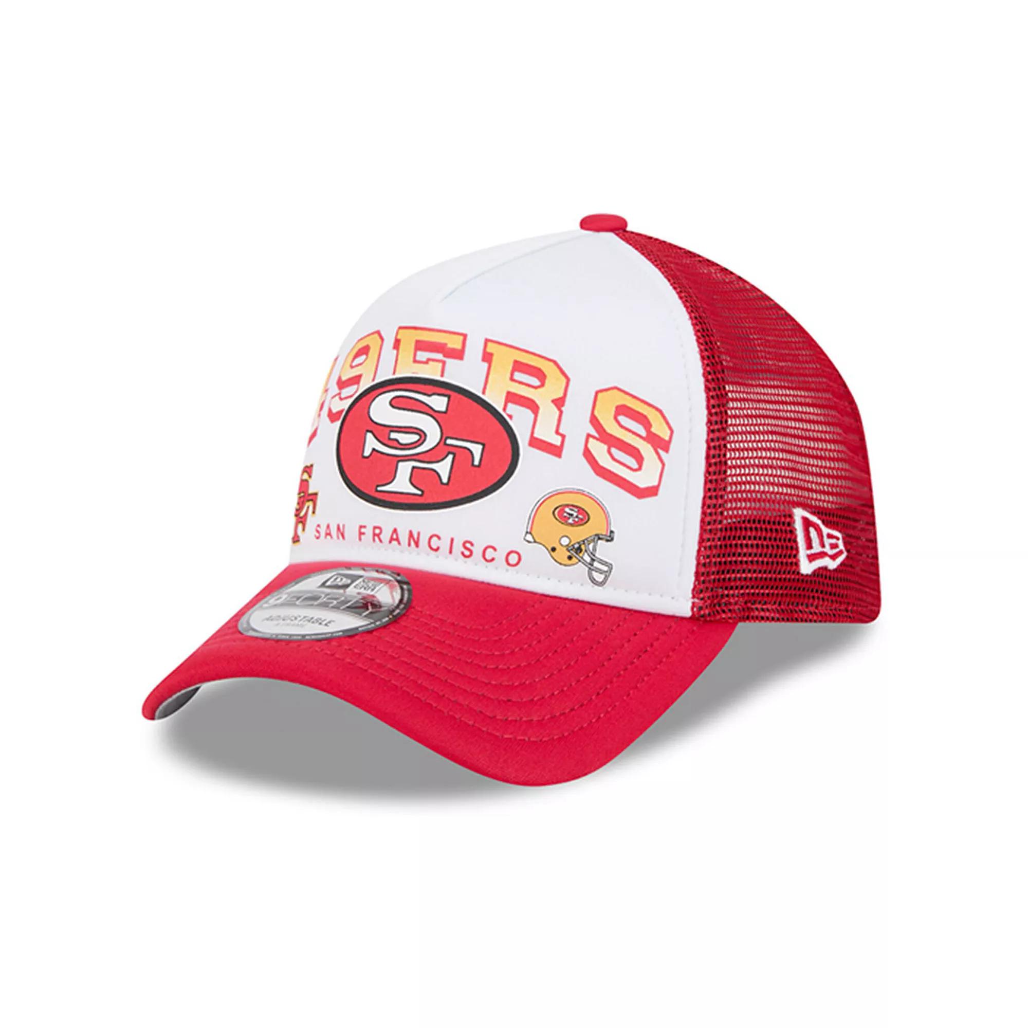 Men's New Era White/Scarlet San Francisco 49ers Retro Wordmark A-Frame 9FORTY Adjustable Hat Product Image