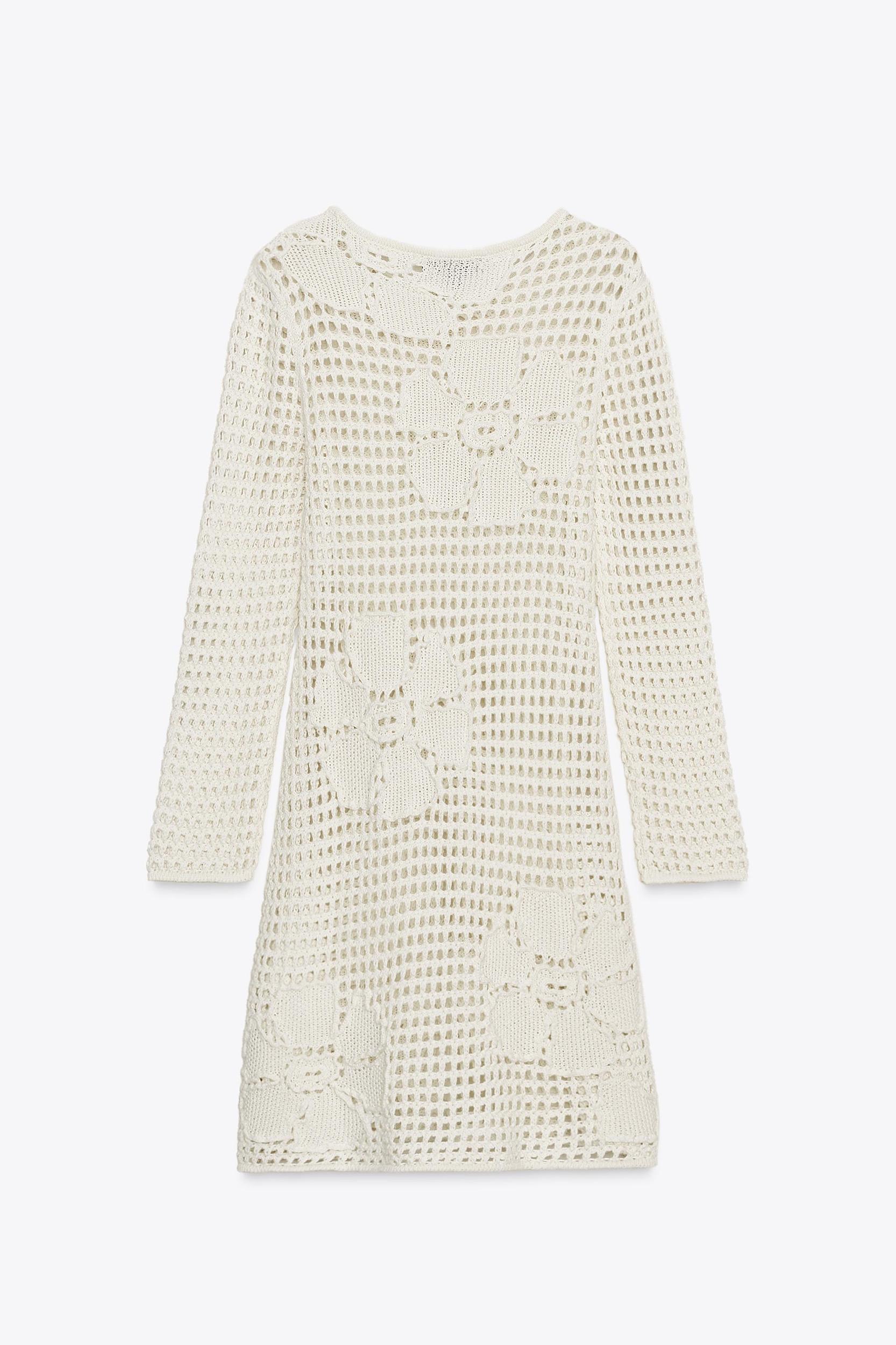 FLORAL CROCHET KNIT DRESS Product Image