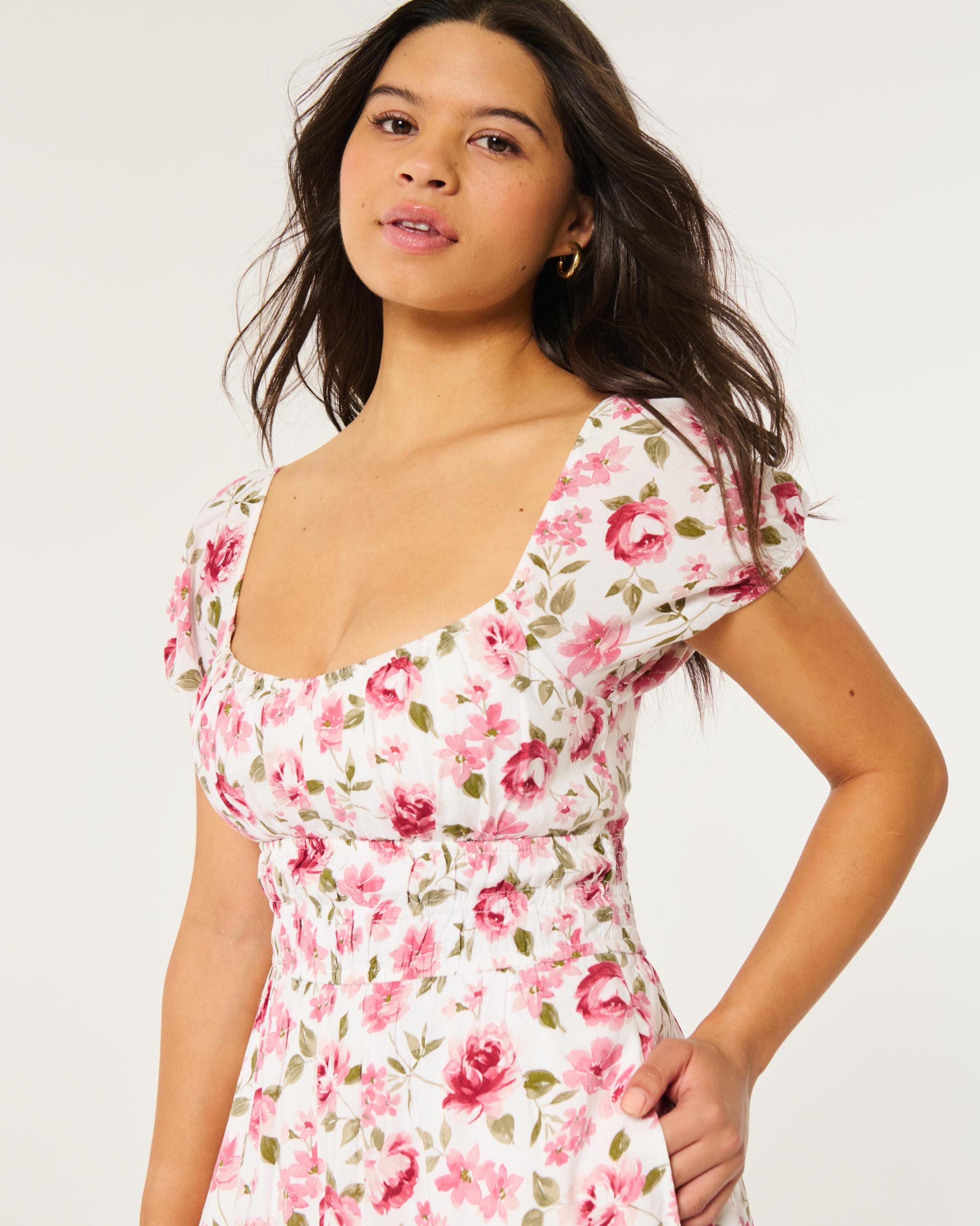 Short-Sleeve Channeled Waist Mini Dress Product Image