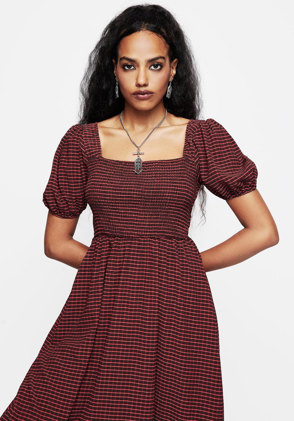 Carmine Check Midaxi Smock Dress Product Image