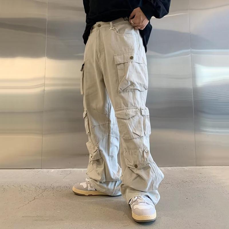 Sopula Men's Solid Color Multi-Pocket Loose Casual Pants Product Image