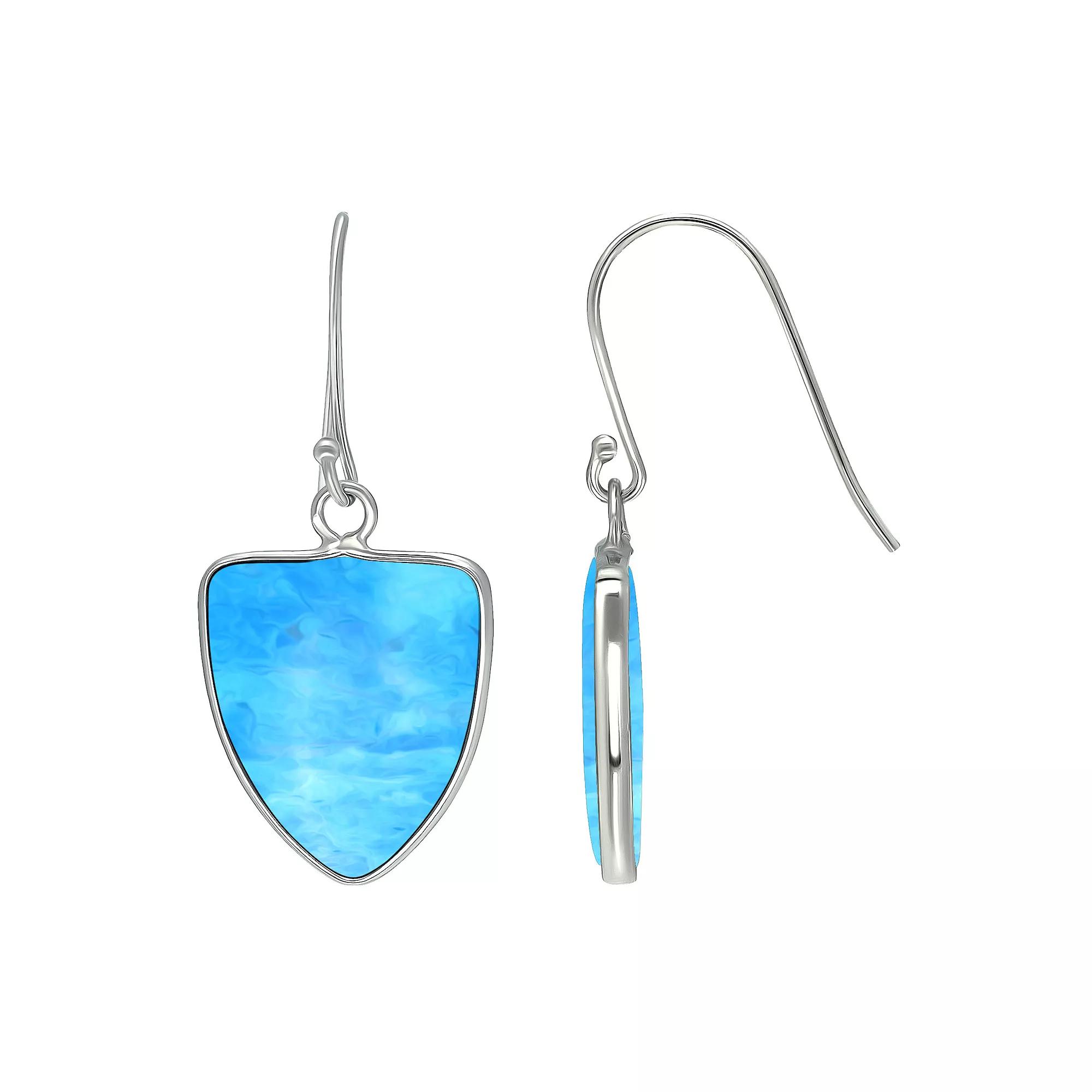 Aleure Precioso Sterling Silver Triangle Shaped Gemstone Drop Earrings, Women's, Light Blue Product Image
