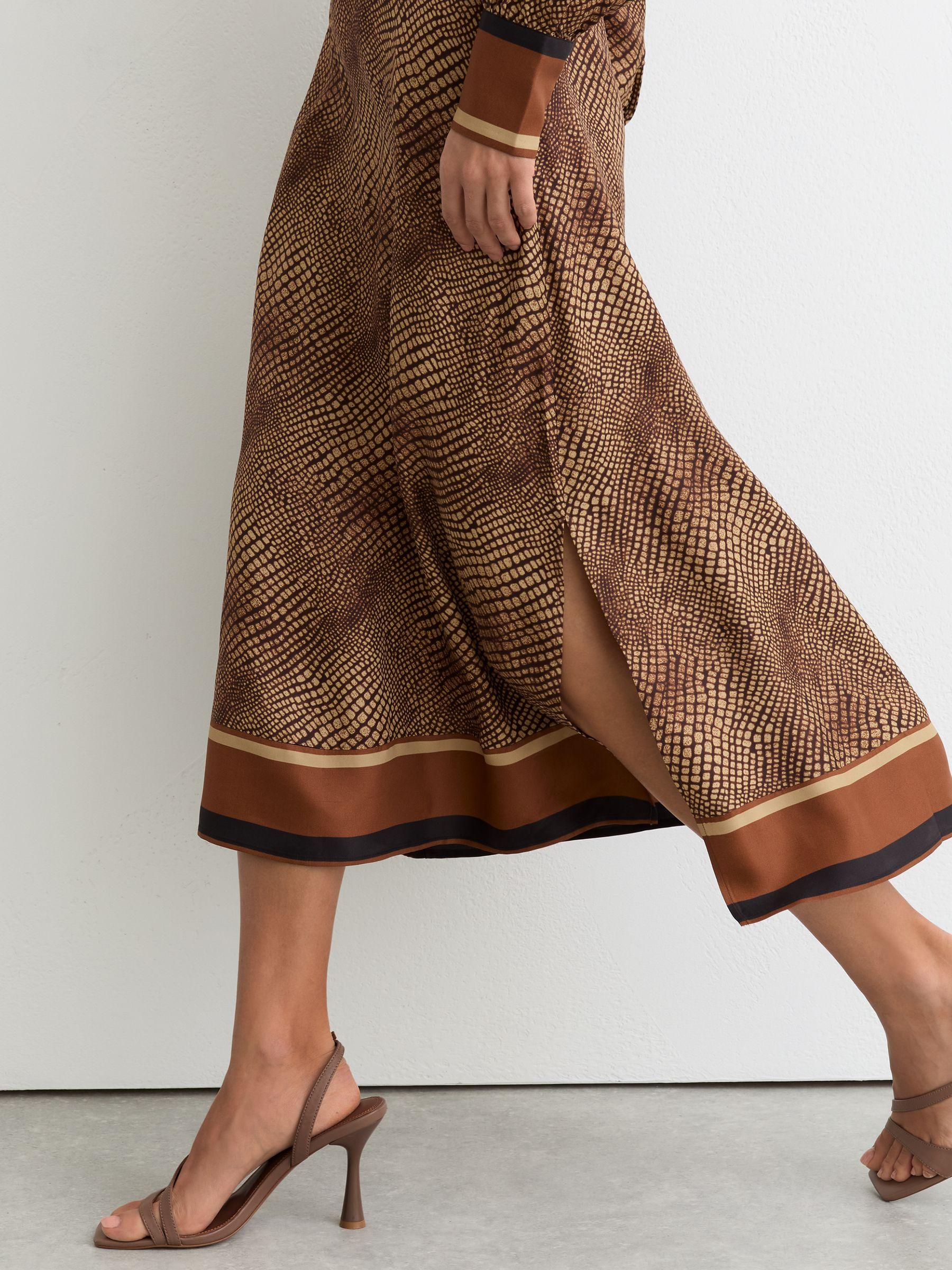 Petite Animal-Print Midi Shirt Dress in Neutral Product Image