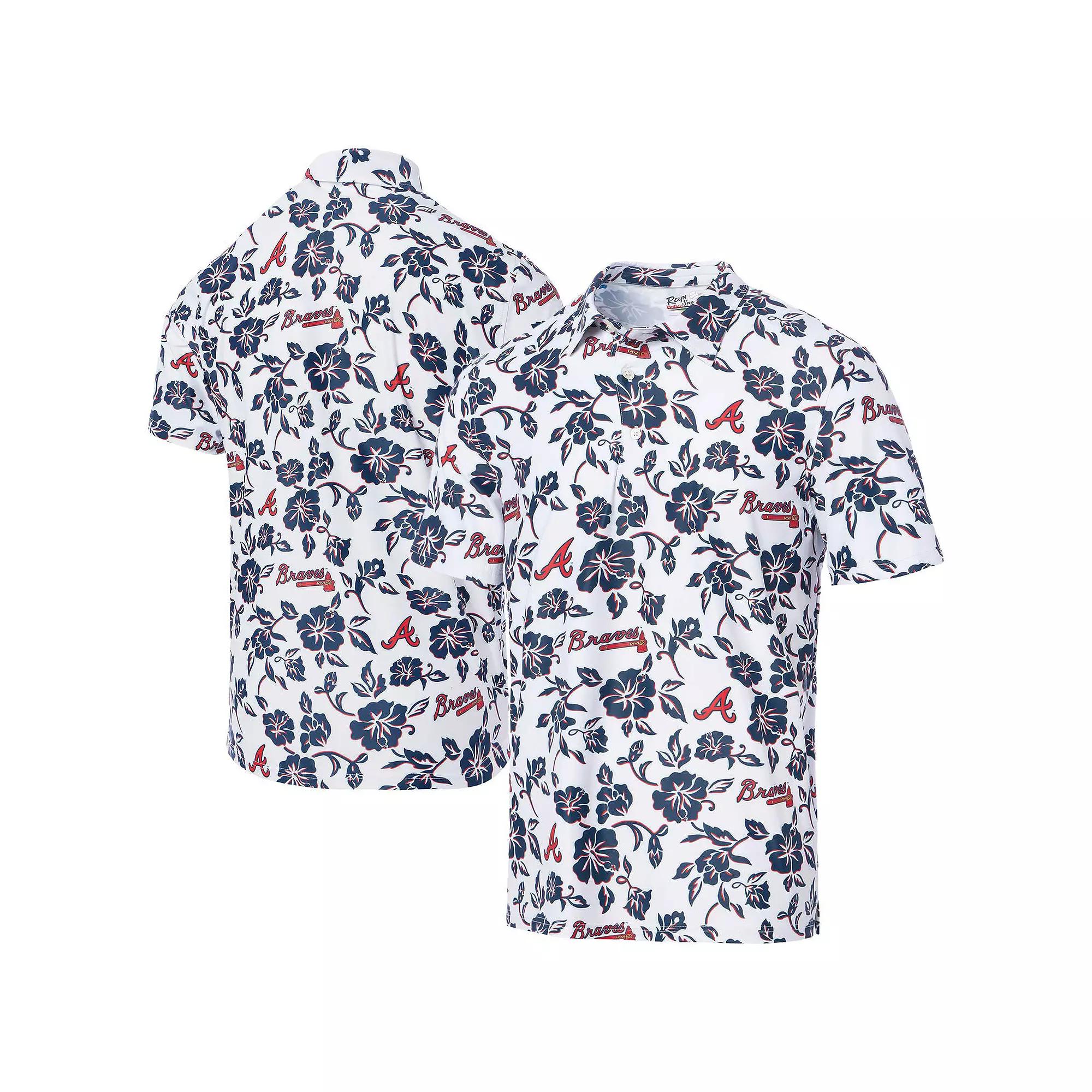 Men's Reyn Spooner White Atlanta Braves Performance Polo, Size: Small Product Image