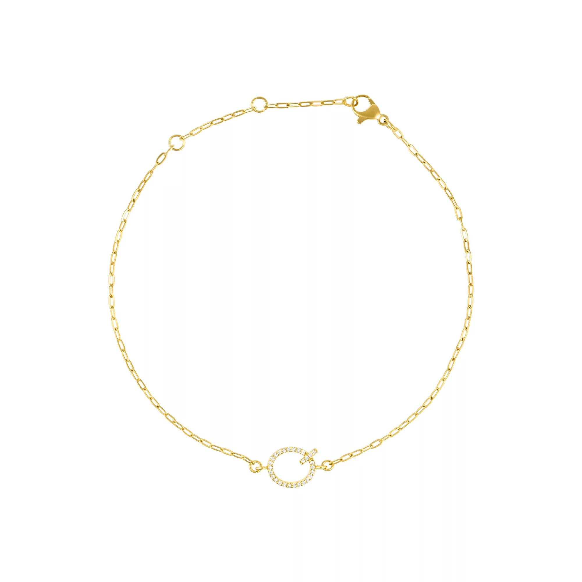 Adornia Gold Tone Cubic Zirconia Pave Sideways Initial Anklet, Women's, Size: 9-11" ADJ, Gold Tone Q Product Image