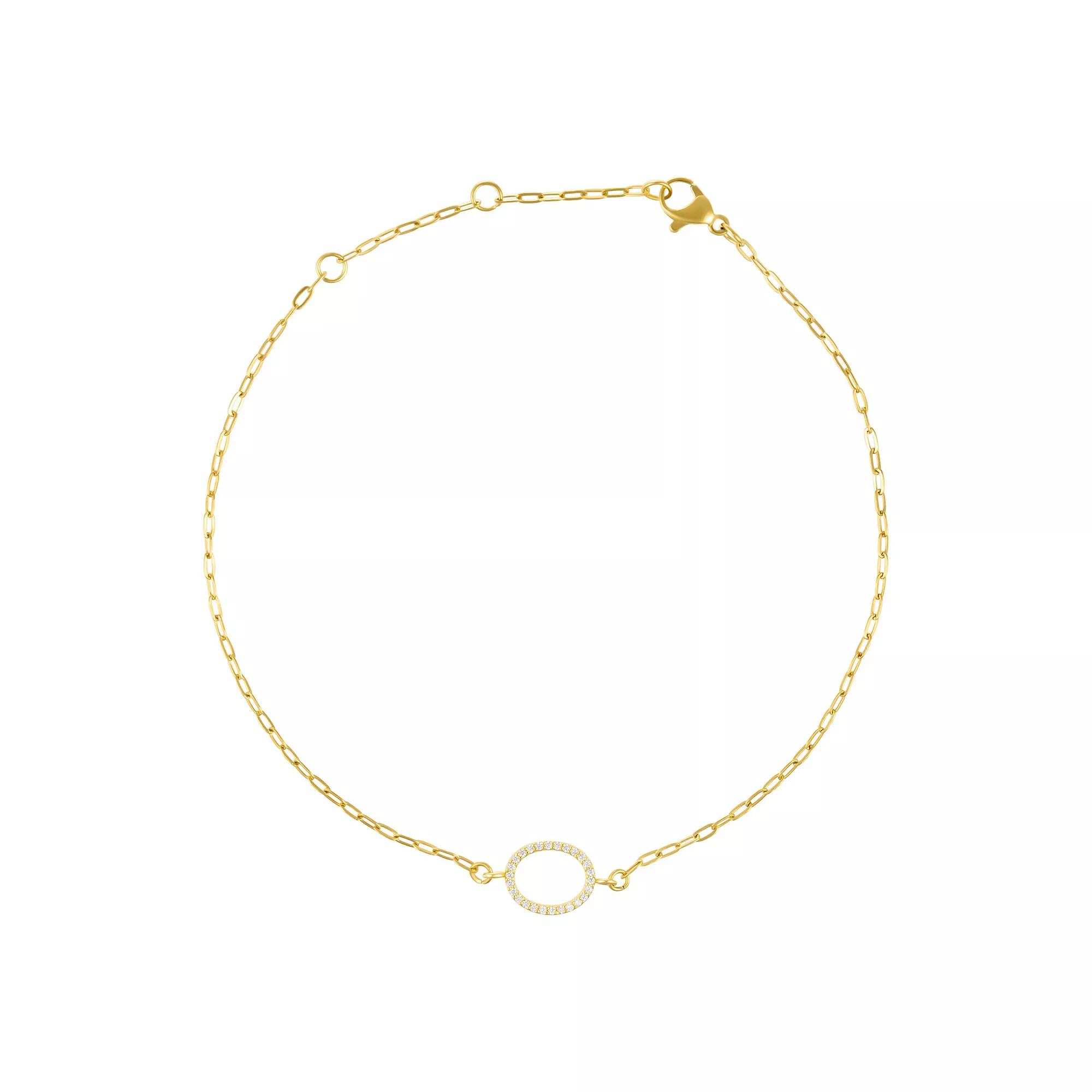 Adornia Gold Tone Cubic Zirconia Pave Sideways Initial Anklet, Women's, Size: 9-11" ADJ, Gold Tone O Product Image