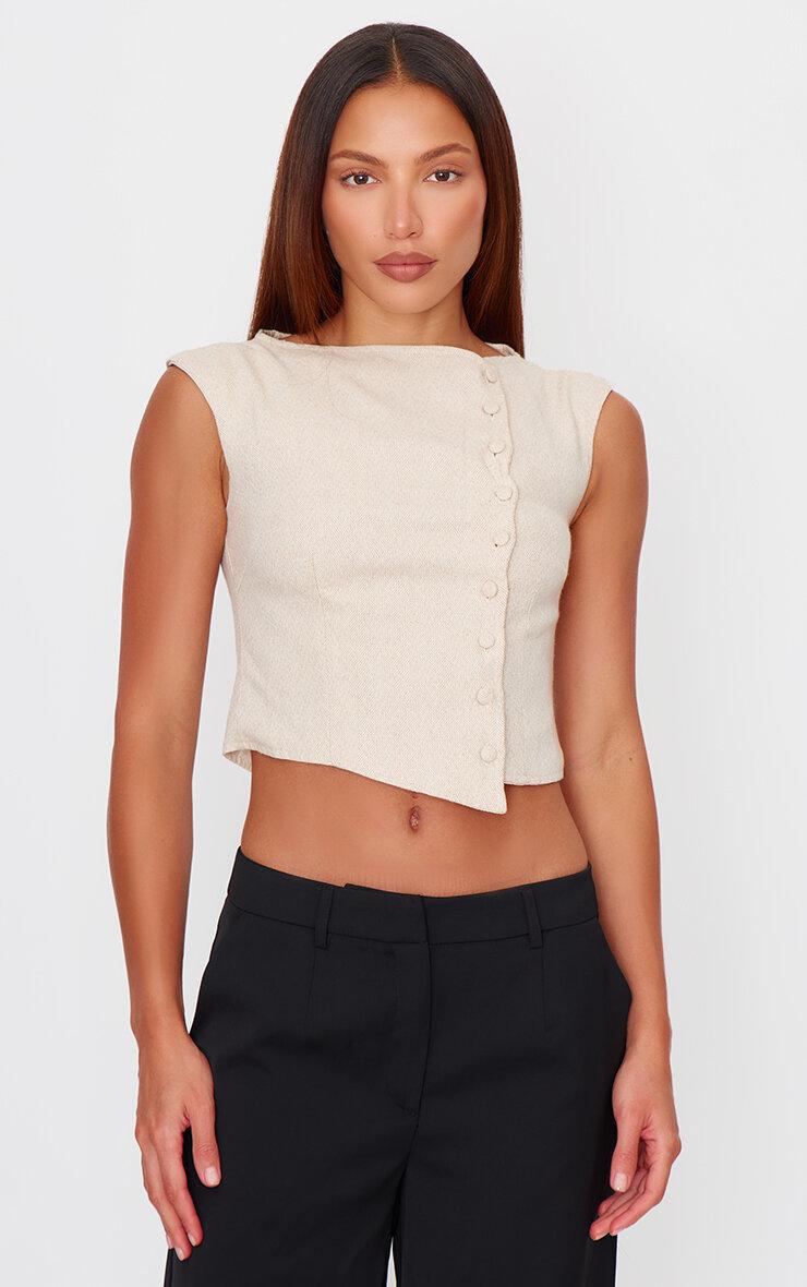 Cream Woven Boatneck Vest Product Image