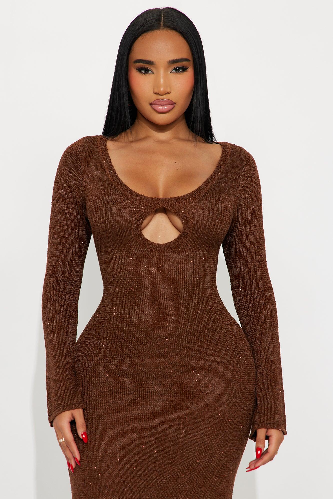 Natalie Crochet Maxi Dress - Brown Female Product Image