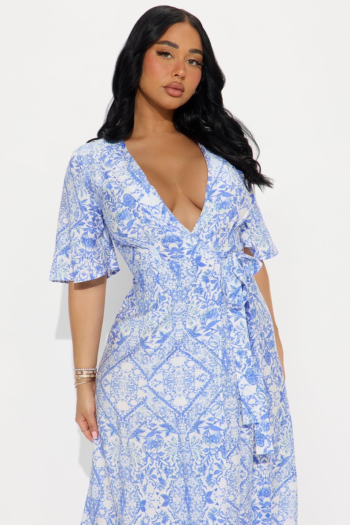 Valencia Paisley Midi Dress - Blue/combo Product Image