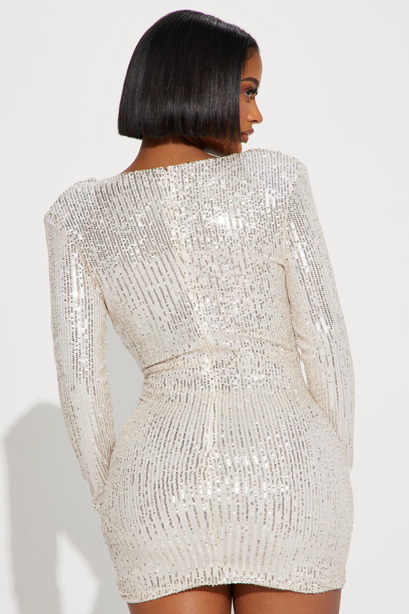 Allyssa Sequin Mini Dress - Ivory Product Image