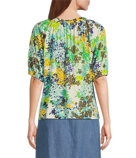 Westbound Elbow Puff Sleeve V-Neck Bloom Top Product Image