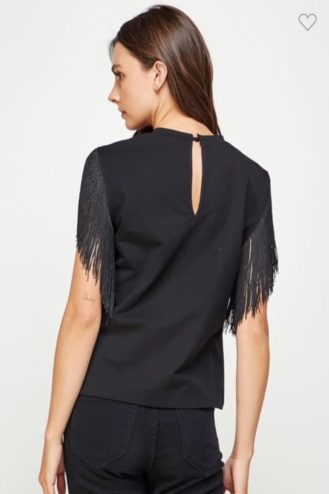 Black Fringe Top Product Image