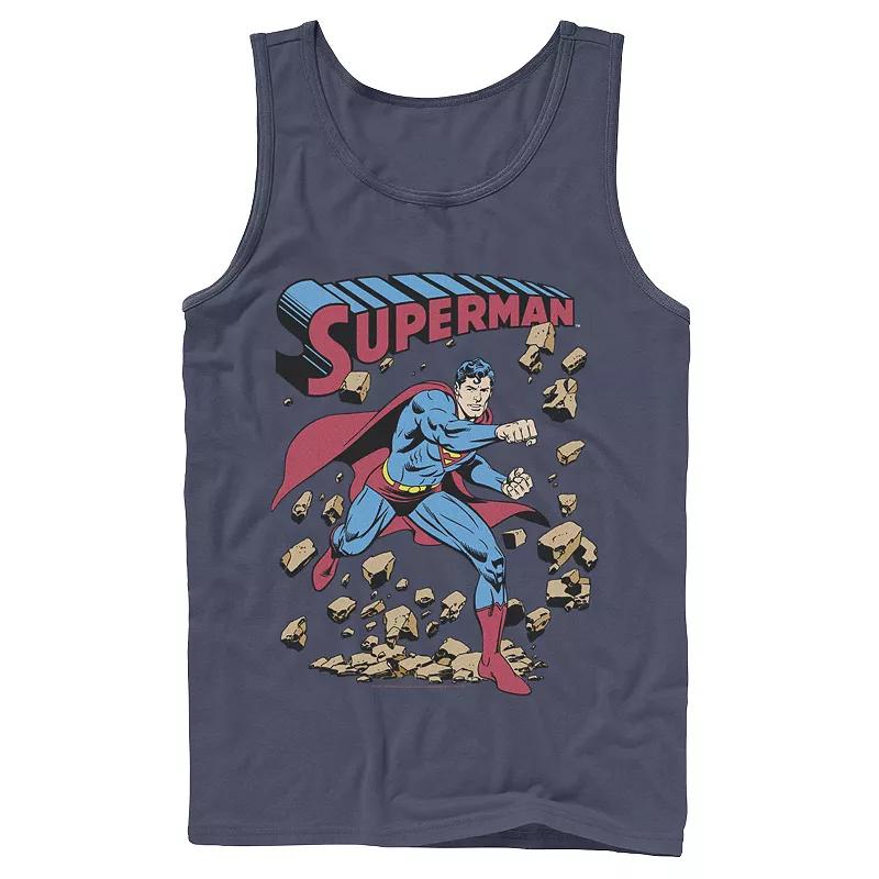Men's DC Comics Superman Smash Rocks Vintage Poster Tank Top,  Product Image