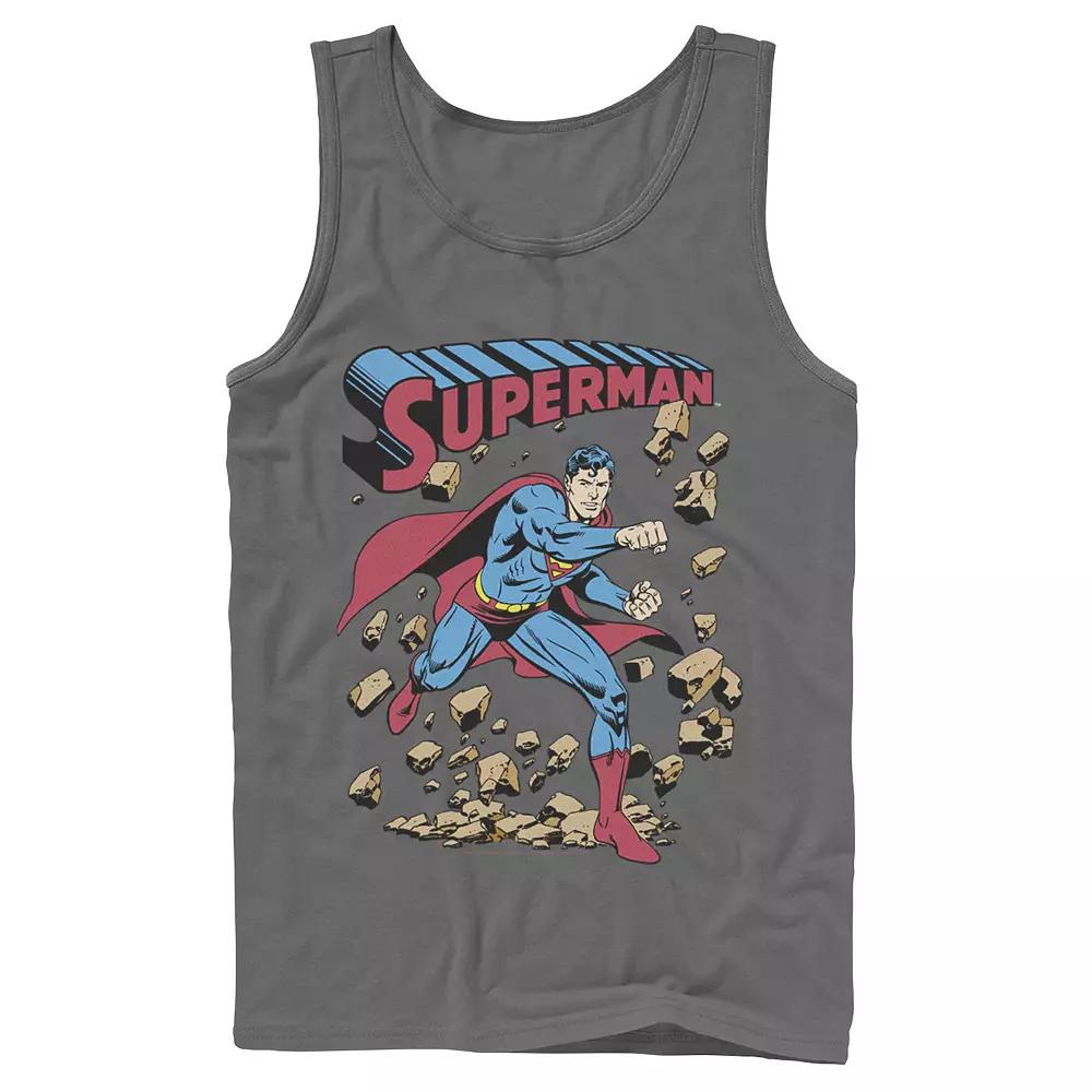 Men's DC Comics Superman Smash Rocks Vintage Poster Tank Top,  Product Image