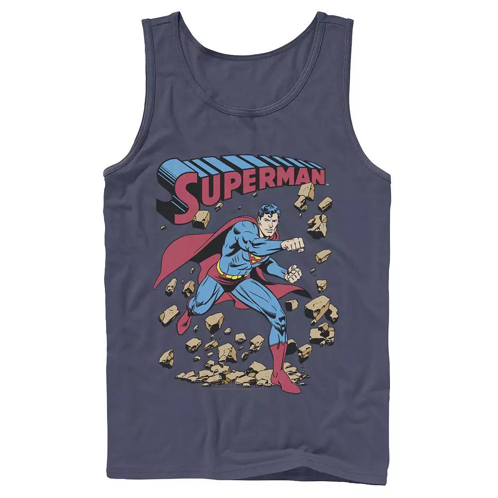 Men's DC Comics Superman Smash Rocks Vintage Poster Tank Top,  Product Image