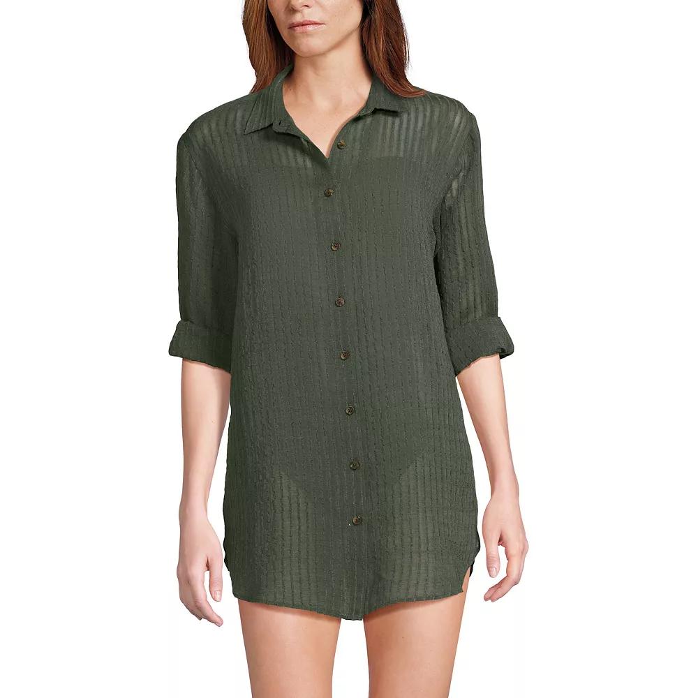 Women's Lands' End Rayon Rib Button Down Cover-Up,  Product Image