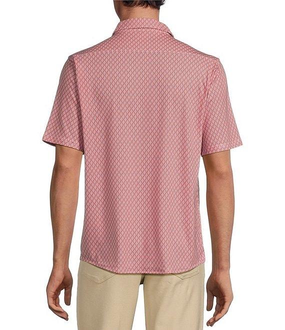 Rowm Rec + Relax Short Sleeve Geometric Print Knit Button-Front Shirt Product Image