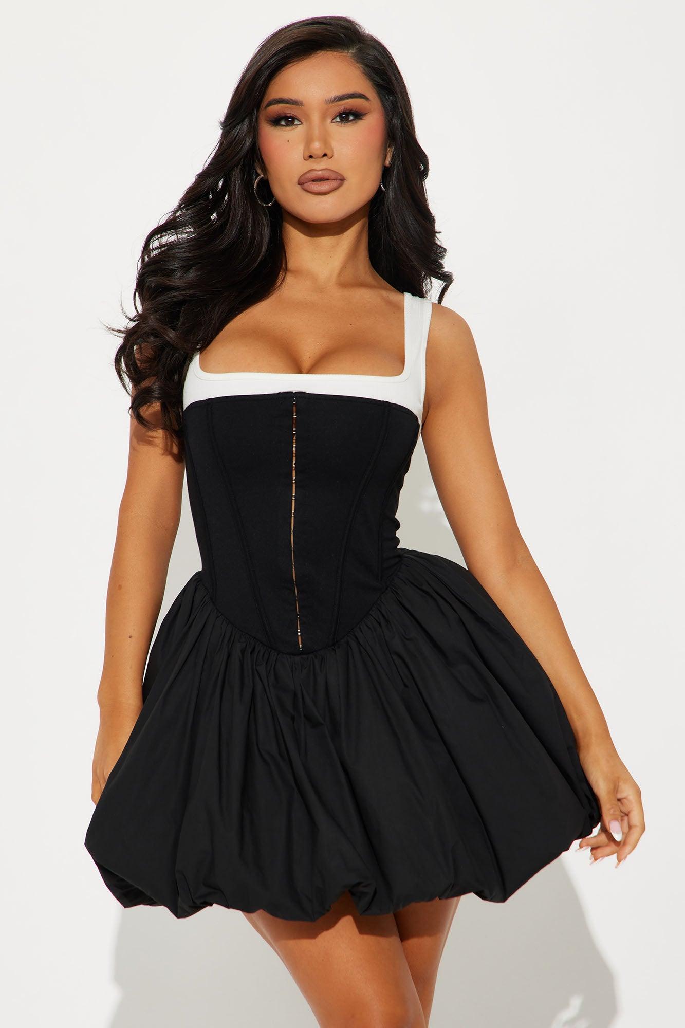 Matilda Bubble Micro Mini Dress - Black Product Image