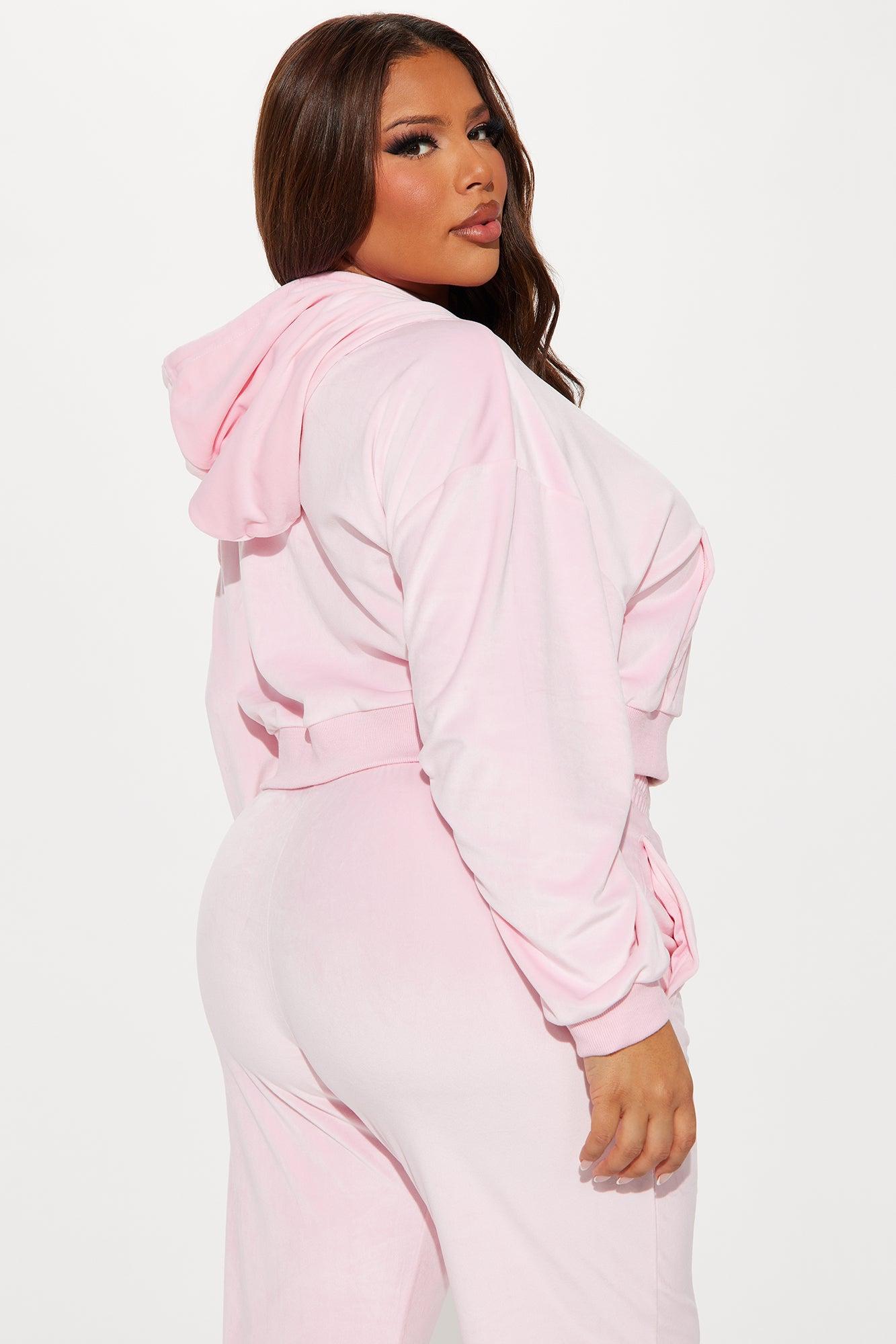 Von Dutch Velour Rhinestone Hoodie - Pink Product Image