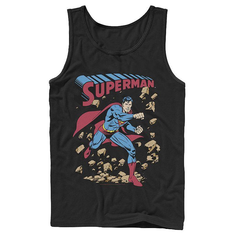 Men's DC Comics Superman Smash Rocks Vintage Poster Tank Top,  Product Image