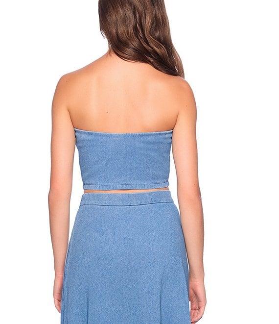 Susana Monaco Square Neck Sleeveless Cropped Coordinating Denim Tube Top Product Image