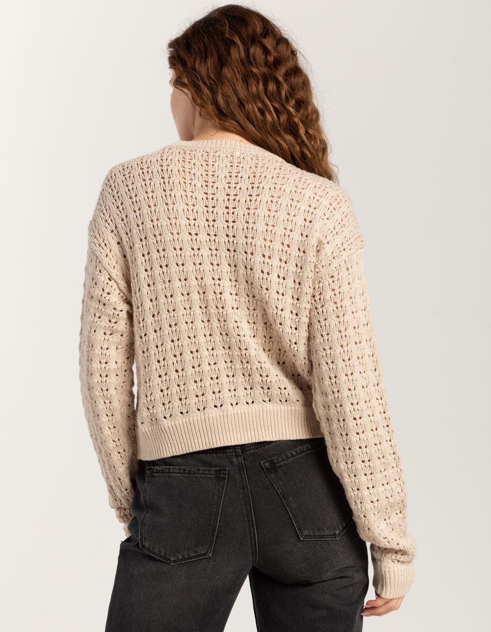 FULL TILT Open Weave Womens Sweater - TAN Product Image