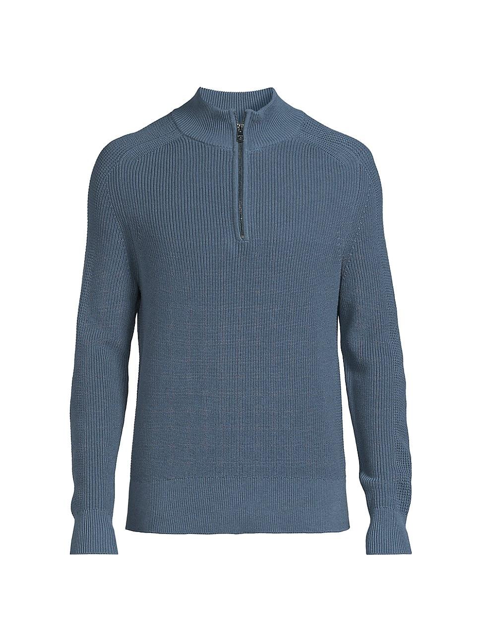 Mens Mixed Stitch Quarter-Zip Sweater Product Image