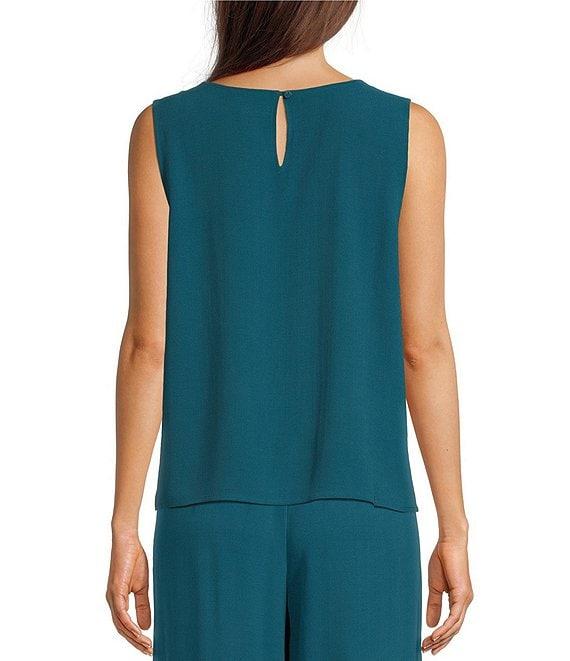 Eileen Fisher Silk Georgette Crepe Crew Neck Sleeveless Shell Tank Product Image